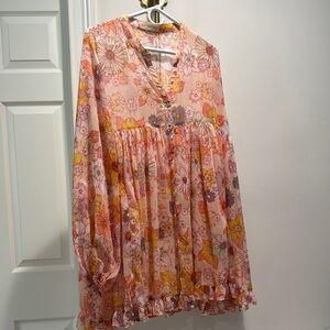 Floral Long Sleeve Babydoll Dress